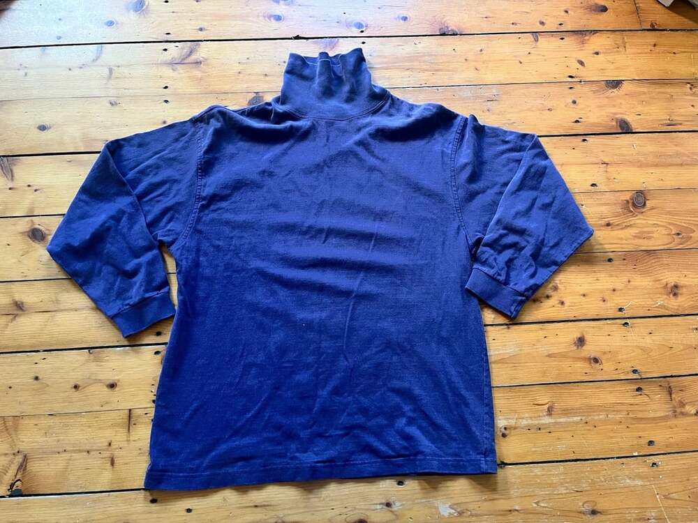 Banana Republic Travel and Safari Turtleneck Large Blue Cotton Long Sleeve Shirt